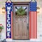 2Pcs Patriotic Decor Welcome Door Banner 4th of July Decorations American Banners Hanging Porch Signs for Independence Memorial Day Veterans Labor Day for Yard Indoor Outdoor Supplies